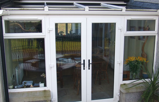 White with glazed roof